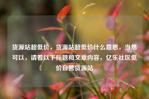 货源站超低价，货源站超低价什么意思，当然可以	，请看以下标题和文章内容，亿乐社区低价自营货源站  第1张